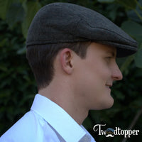 Thumbnail for Forest Green Herringbone 100% Wool Tweed Golfing Ivy Flat Cap