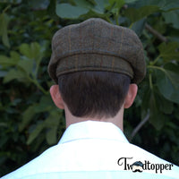 Thumbnail for Green Checkered 100% Wool Newsboy Golfing Flat Cap