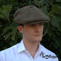 Thumbnail for Green Checkered 100% Wool Newsboy Golfing Flat Cap