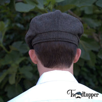 Thumbnail for Olive Green Herringbone 100% Wool Newsboy Golfing Flat Cap