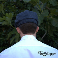 Thumbnail for Blue Navy Herringbone 100% Wool Tweed Golfing Newsboy Cap