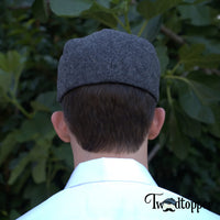 Thumbnail for Grey Blue Herringbone 100% Wool Tweed Golfing Scally Flat Cap