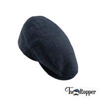 Thumbnail for Navy Herringbone 100% Wool Tweed Golfing Ivy Flat Cap