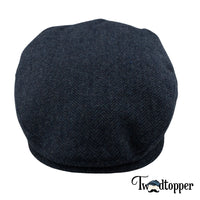 Thumbnail for Navy Herringbone 100% Wool Tweed Golfing Ivy Flat Cap