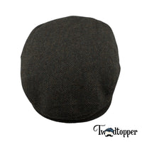 Thumbnail for Forest Green Herringbone 100% Wool Tweed Golfing Ivy Flat Cap